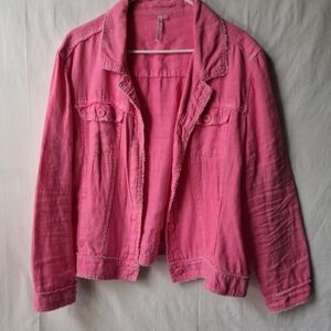 Lulu-B Bright Pink Linen Style Jacket